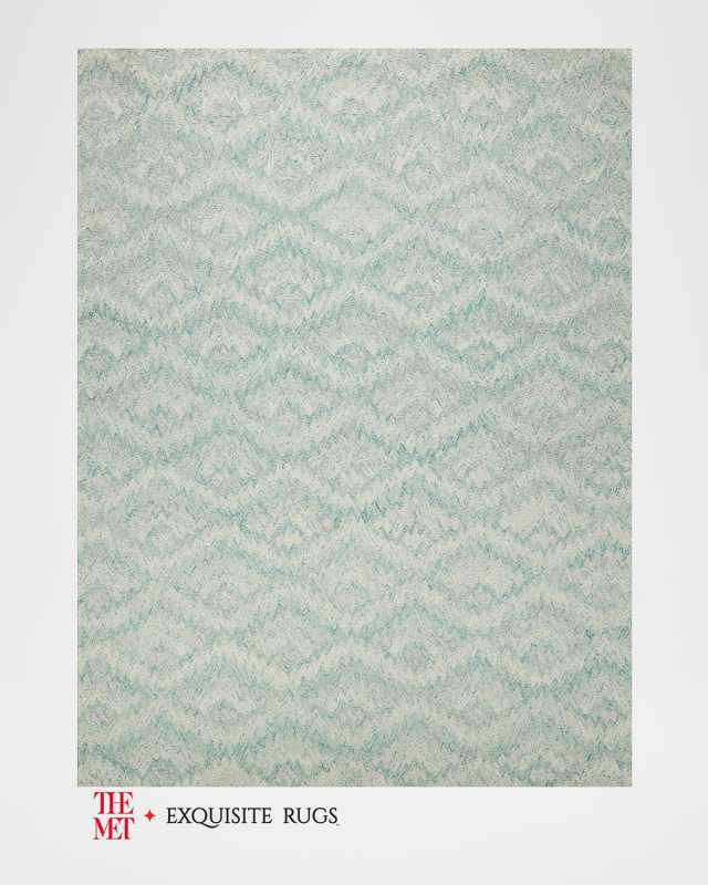 Bargello Hand-Tufted Turquoise Rug, 5' x 8'